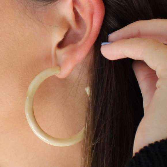 Cream Acrylic Hoops - Picture 2 of 2